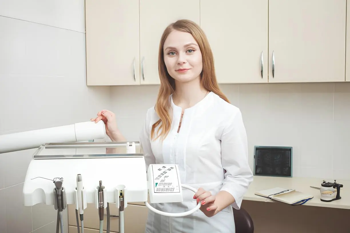 a woman standing new orthodontist chair of a Orthodontist in Prosper, TX office